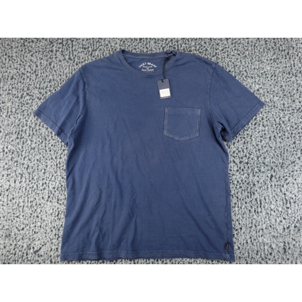Lucky Brand Pocket T-Shirt Mens Size M Blue NEW Short Sleeve Crew Neck Cotton